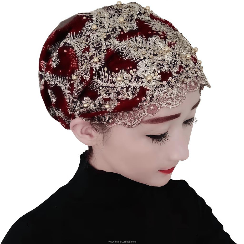 Muslim Women's Lace Hijab Scarf & Veil-Breathable Eco-Friendly Four Seasons Khimar Bonnet Cap