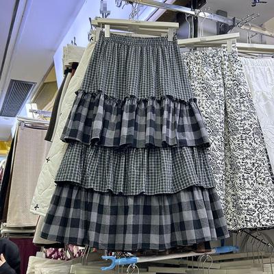 2025 Retro Plaid Layered A-line Women's Skirt for Autumn/Winter
