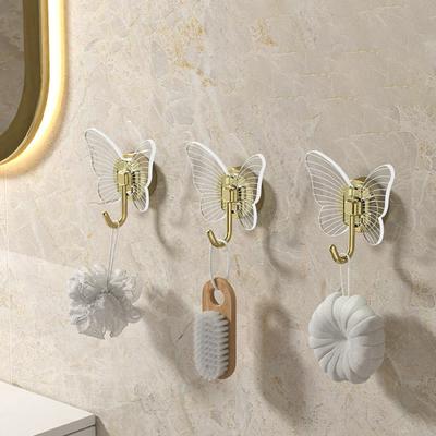 Acrylic Butterfly Transparent Hook Clothes Hanger For Bathroom Wall Hanging Rack Organization Storage Door Hooks Kitchen Gadget