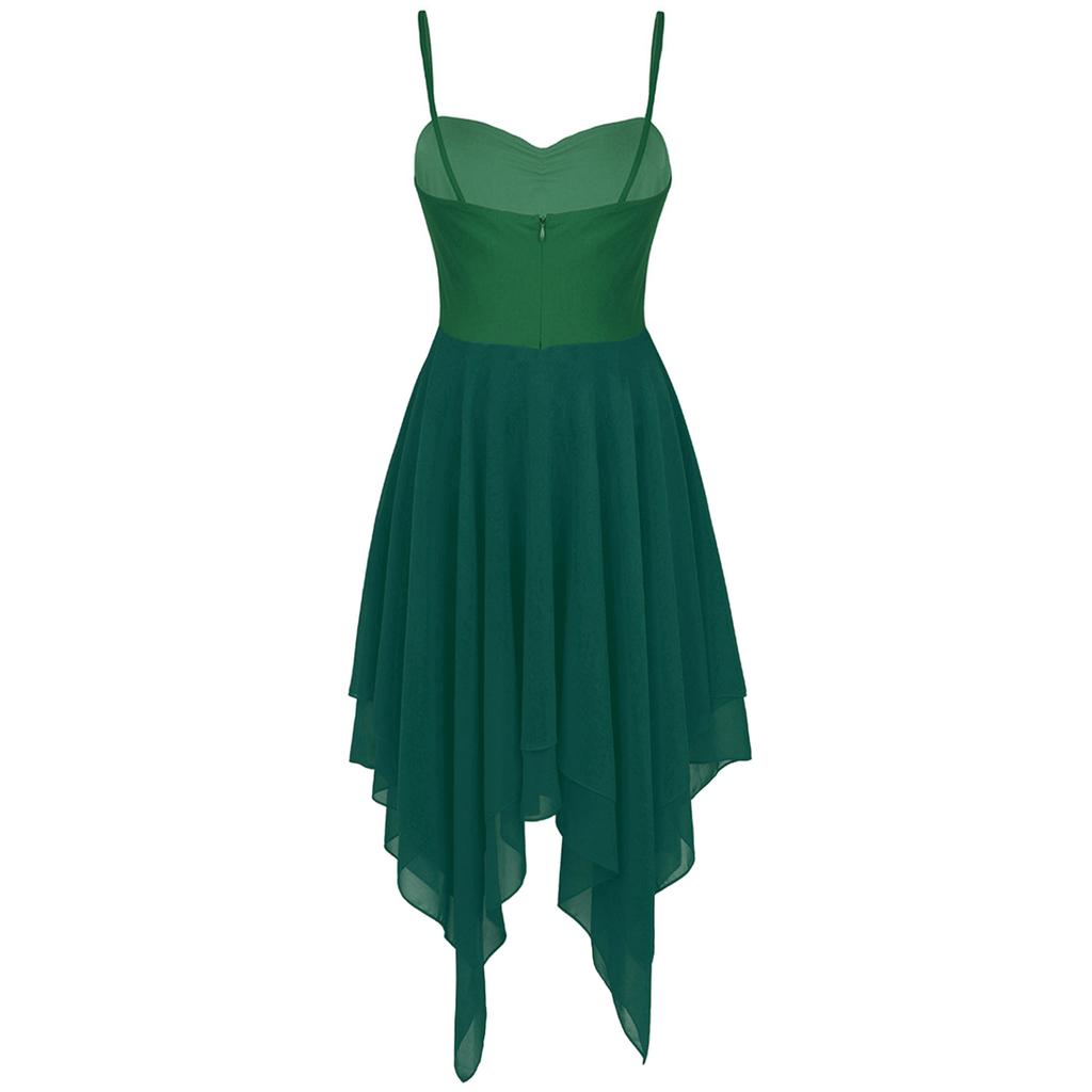 Vrouwen balletdansjurk chiffon dansjurk volwassen spaghettijurk ballroomjurk