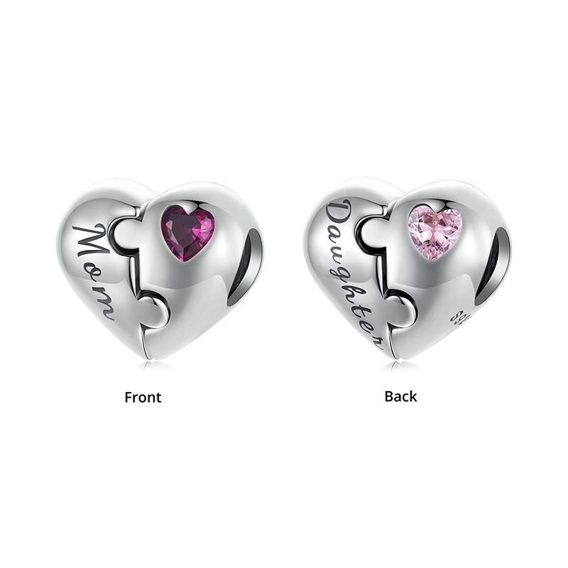 WOSTU 925 Silver Valentine Gift Openable Red Heart Charms Love Pendant mom Bead Fit Bracelet Necklace DIY Jewelry Gift