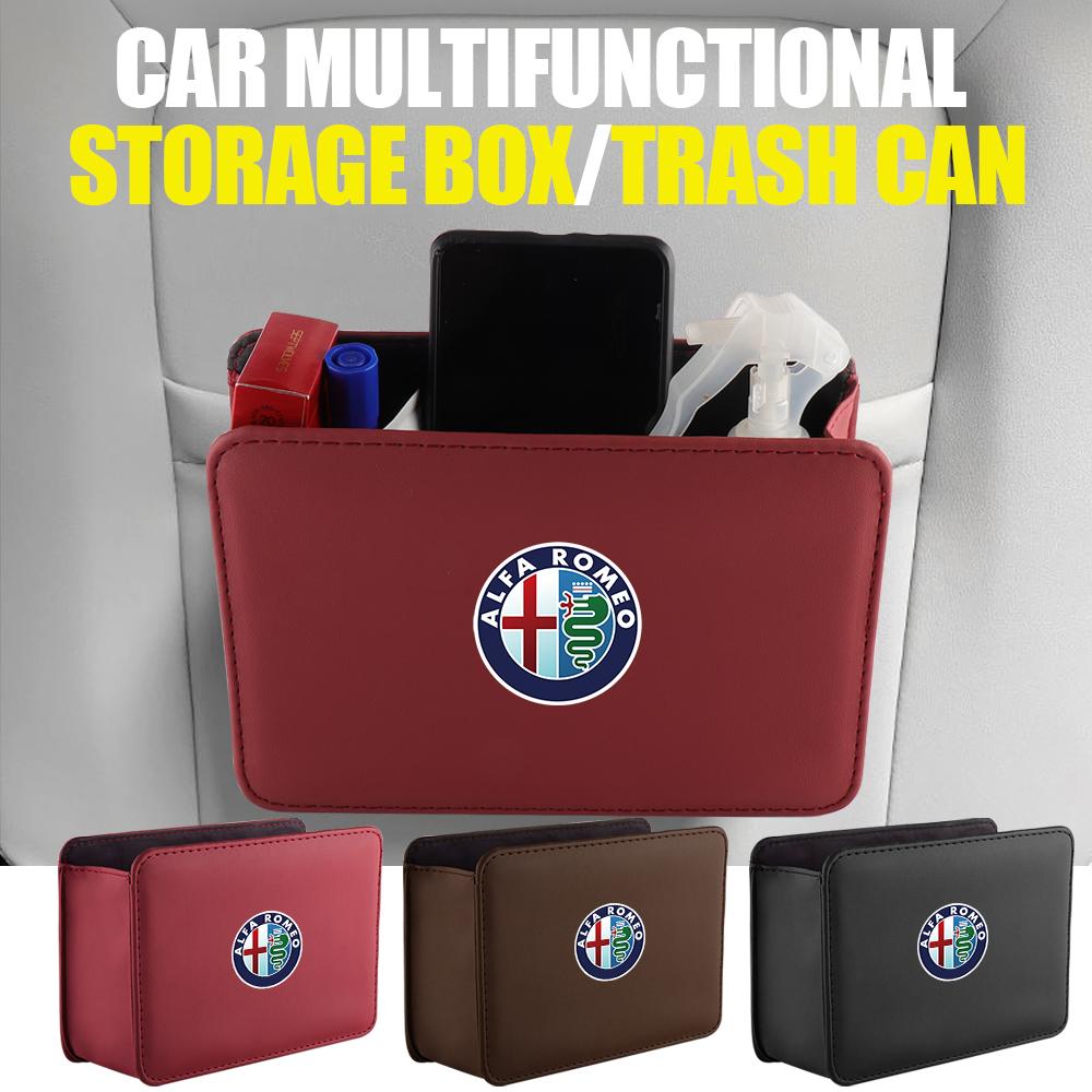 CYYPT1 1PCS Car Emblem Storage Box Car Door Seat Back Organizer Accessories For Alfa Romeo Giulia 147 Mito Stelvio Sportiva Giulietta