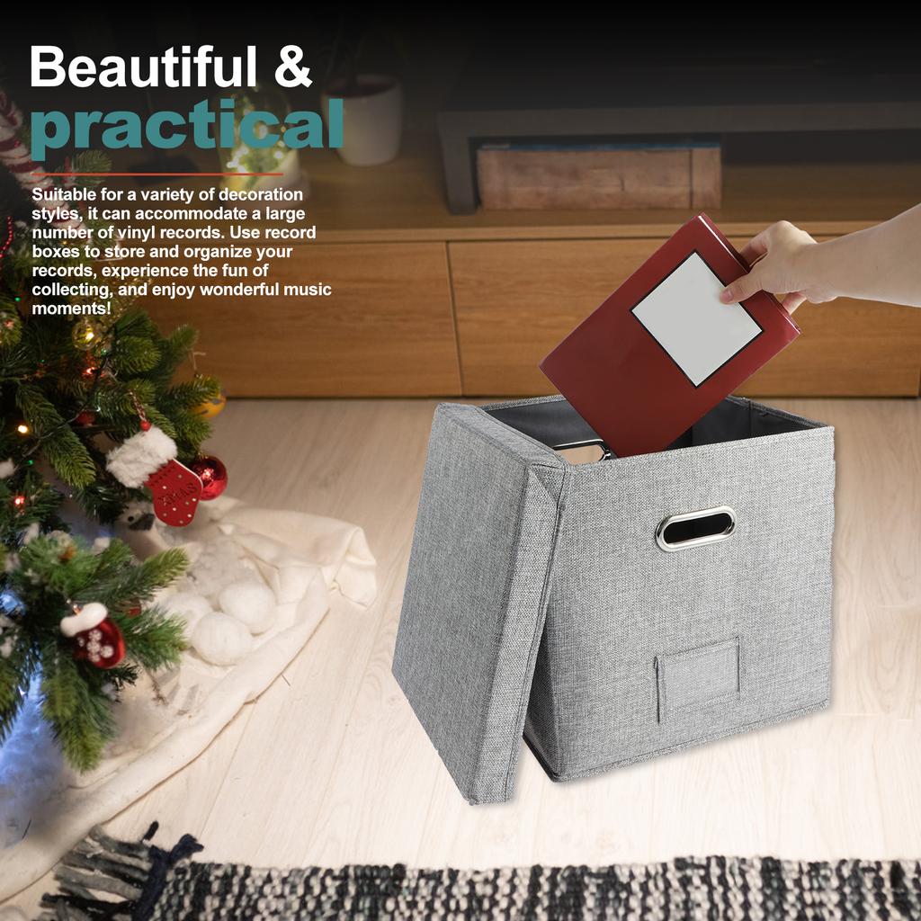 13 Zoll Faltbarer Organizer Großes Fassungsvermögen Schallplatten Aufbewahrungsbox mit Deckel Baumwolle Leinen Zuhause Schrank Multifunktionaler Organizer