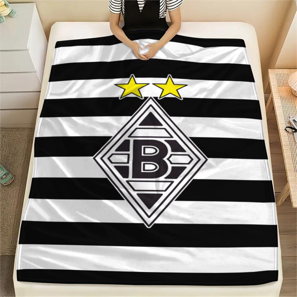 1 szt. Koc Flanelowy z Nadrukiem Borussia Mönchengladbach Wysokiej Jakości Ciepły Komfortowy Pokrycie na Wszystkie Pory Roku Idealny na Prezenty Wystrój Domu