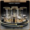 Elegant Crystal Whiskey Tasting Glasses Set With Measuring Markings Rotating Stand 6 Or 10 Pieces Chinese Style Barware