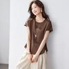 Women's 19 Momme Silk Blend Short Sleeve Top