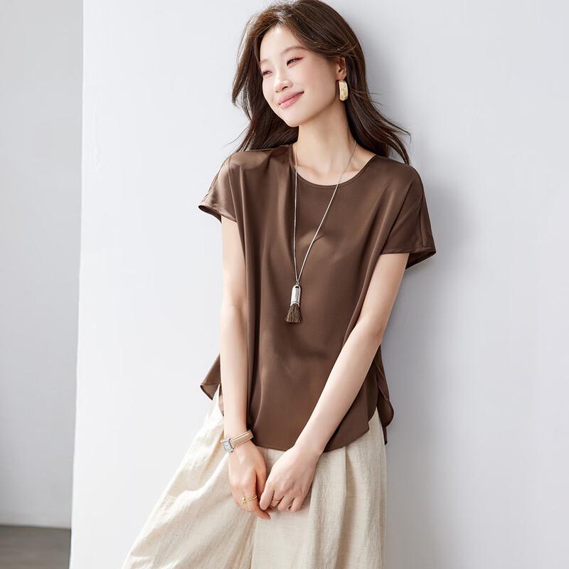 Women's 19 Momme Silk Blend Short Sleeve Top