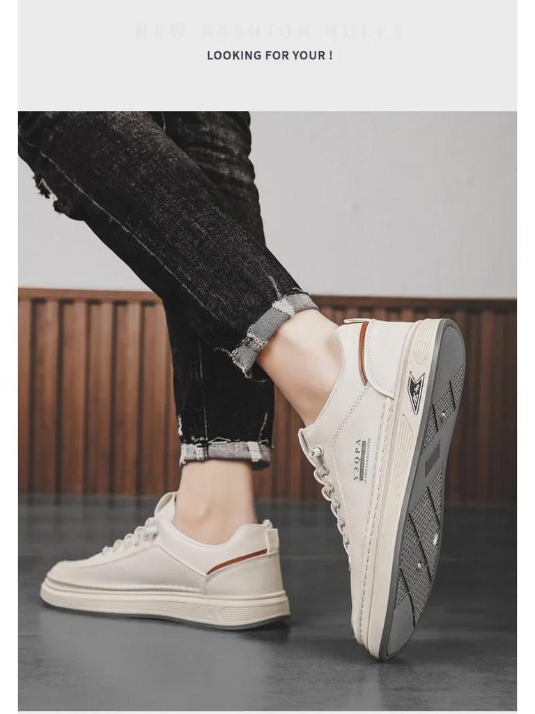 2025 Herren Frühling Freizeit-Sneakers: Trendige britische Leder-Slipper