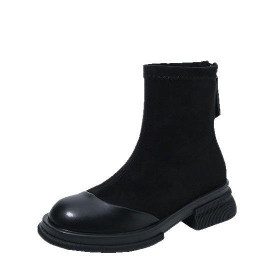 Elastic Martin Boots Women's Thick Soles Increase In Height Autumn and Winter New Small Fashion Short Boots Thin Boots