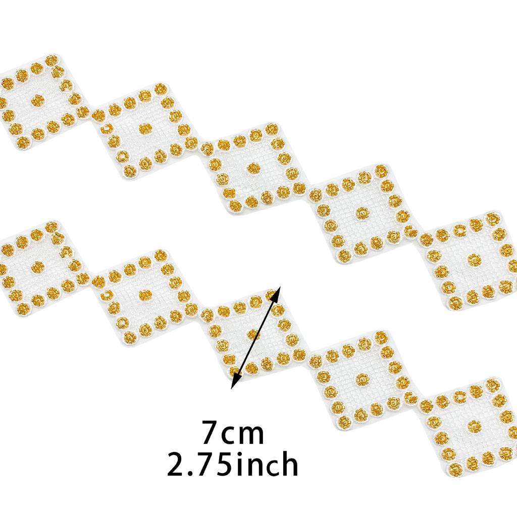 Gold Nail Drill Plaid Embroidery Lace Handmade Diy Clothing Dress Dress Accessories