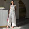 2025 Summer Women's Fashion Sleeveless Solid Color Two-Piece Set - Casual, Comfortable, and Versatile