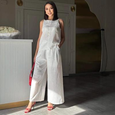 Conjunto de Dos Piezas de Moda de Verano 2025 para Mujer, sin Mangas, Color Sólido - Casual, Cómodo y Versátil