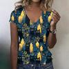 Women's V-Neck Halloween Print Blouse Lightweight Spring Summer Top