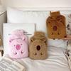 1000ML Cartoon Capybara Warm Bag PVC Thick Hot Water Bag Plush Warm Water Warm Hand Treasure Winter Gift Girls