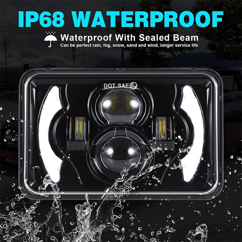 2Pcs LED HeadLight 5 inch Square LED HeadLamp Turn Signal Light DRL Driving Light for Car Motorcycle Offroad 4x6 9-30V 45W