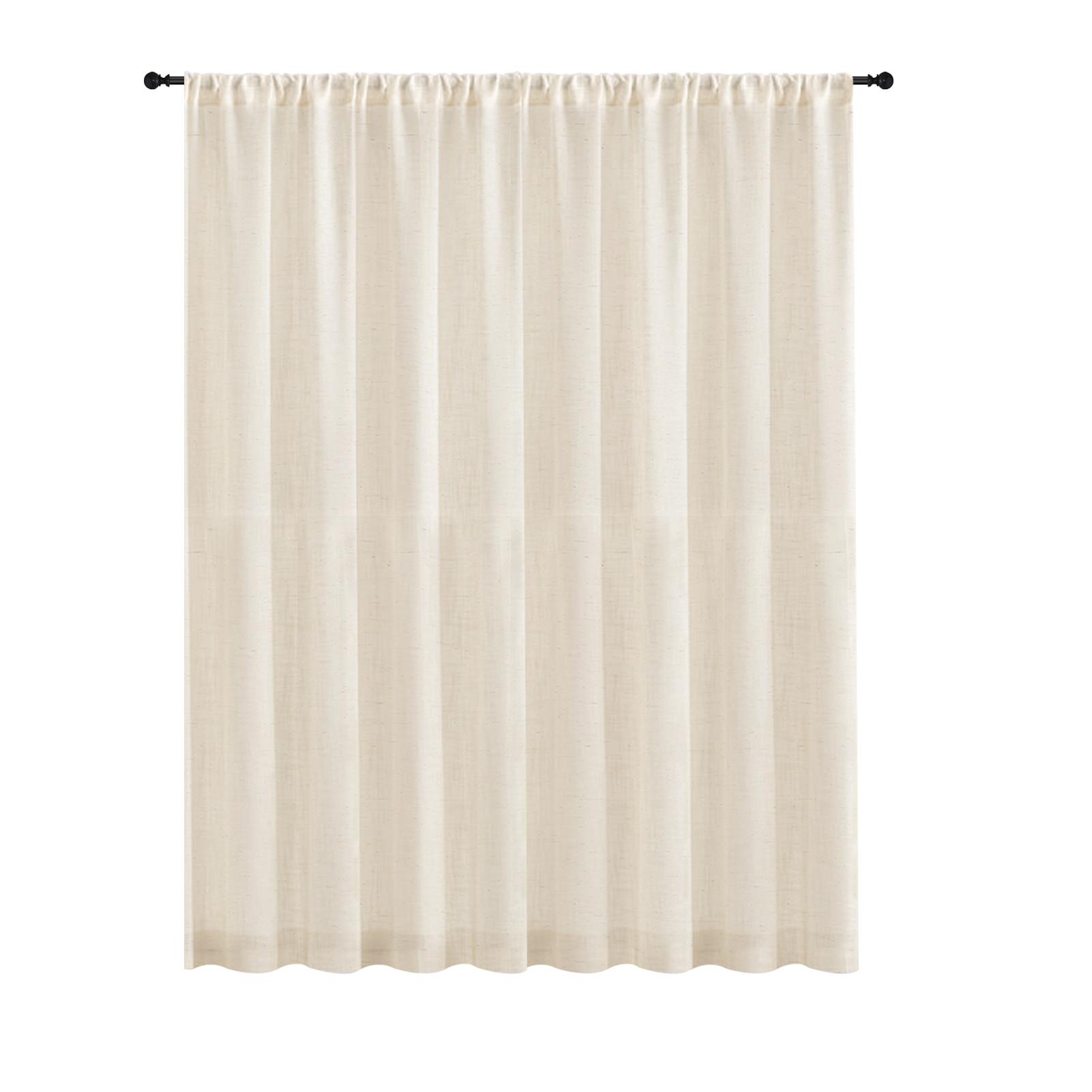 

Linen Curtains 45 Inch to 107 Inch Length Light Filtering Window Curtain for Living Room Bedroom Home Drapes with Rod Pocket 132x114CM 1 Panel