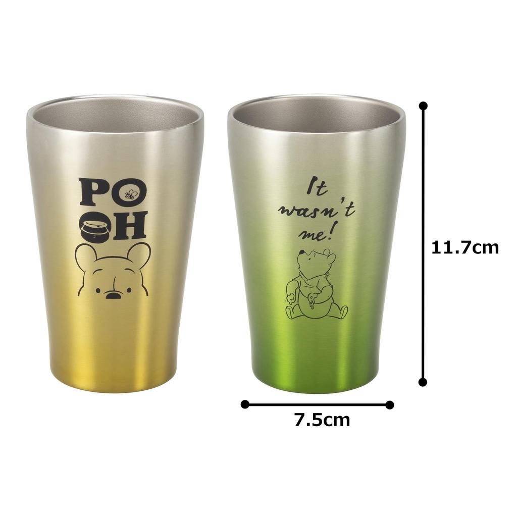 Maebata Winnie the Pooh Tumbler Cup Pair Set 280ml Stainless Steel Double Walled Vacuum Heat Insulation Cold Insulation Boxed Present Disney 52943