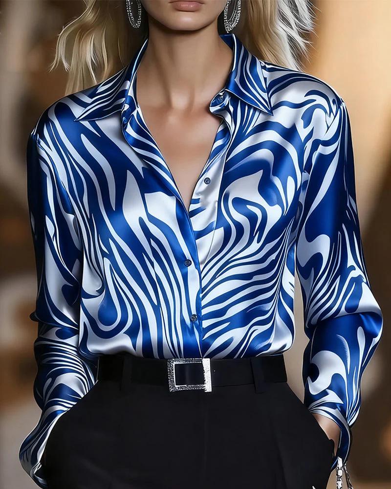 2025 Spring Leopard Print High Elastic Satin Button-Up Shirt - Casual Loose European American Women's Fashion