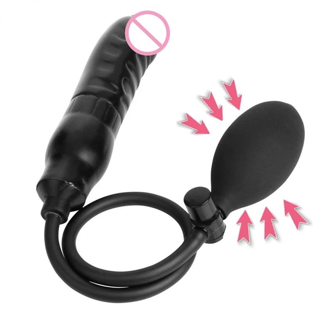 Velký anální kolík anální extender Vagina dilatační erotické hračky pro dospělé 18 měkký silikonový nafukovací anální kolík černé dildo pro ženy
