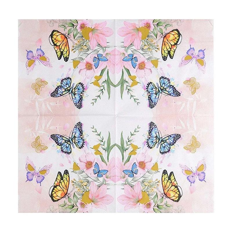 Good-Flower Butterfly Printed Paper Disposable Table Dinner Napkin 20Pcs/Pack 33X33cm Tissues