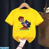 Cute Boys Girls Kawaii Sharking with Sharkdog Cartoon Print Children'S Tshirt Summer Baby Clothes White Short Sleeve Tops
