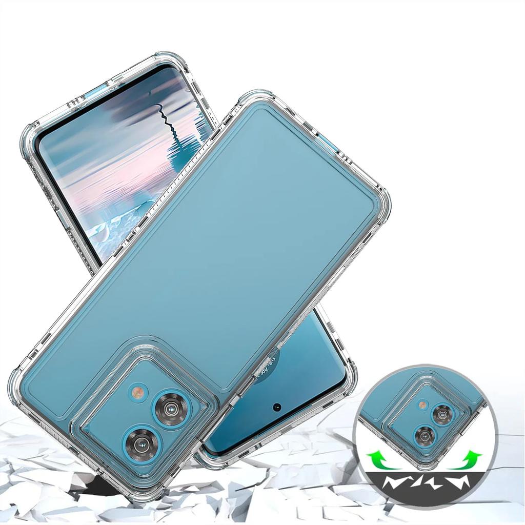 3 in 1 Hybrid Armor Shockproof Case For Motorola Edge 40 Neo 6.55 inches Hard Plastic TPU Frame Transparent Acrylic Back Cover