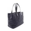 Used CHANEL New Travel Line MM Tote Bag A15991 Leather Nylon Canvas Black Used Women