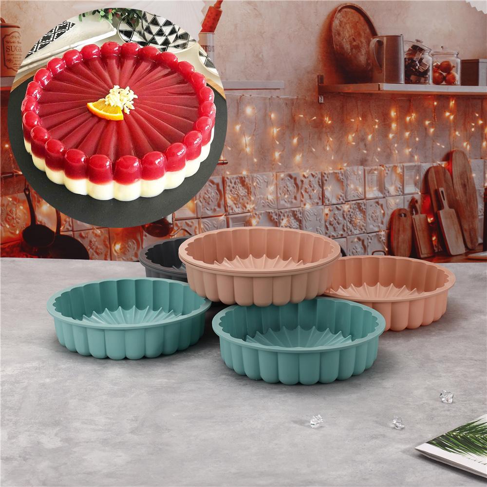 Silicone Cake Pan 10in Air Fryers Oven Baking Tray Round Silicone Cakes Pan Sponge Flan Mold Shortcake Baking Pan Silicone Molds