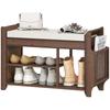Shoe Bench 2-Tier Boot Section Entryway Storage Bench Cushioned Seat 80 X 30 X 50 Cm Dark Brown and Cream
