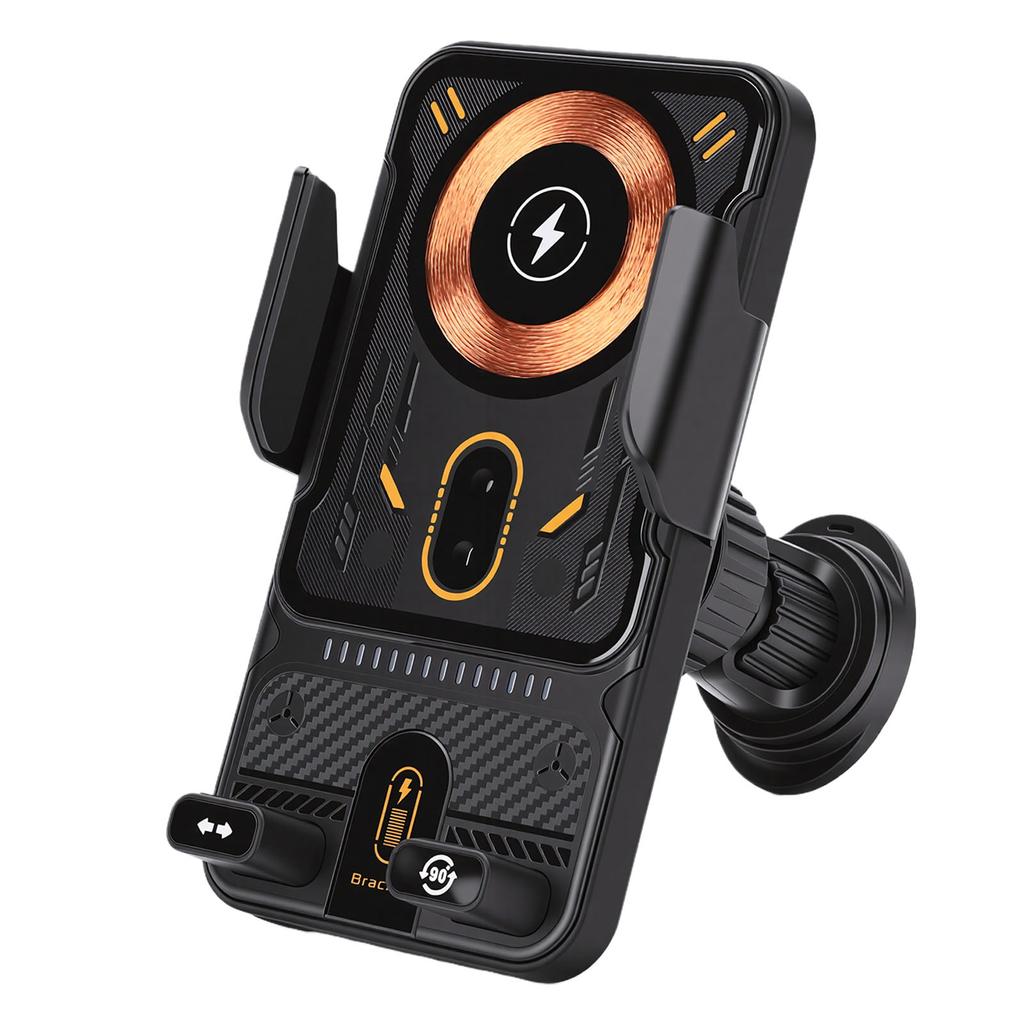 Car Phone Holder Wireless 15W Fast Auto Sensing 90 Degrees Rotation Vent Clip Phone Mount Black