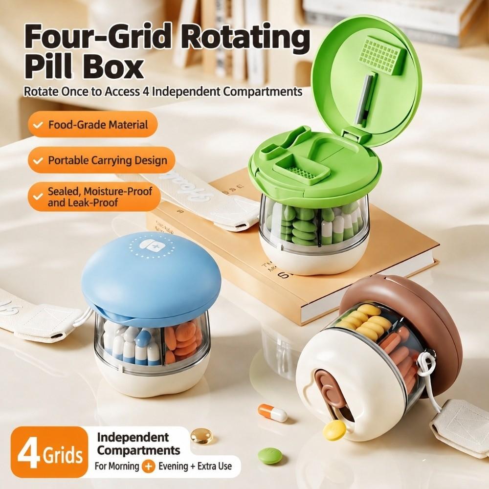 Plastic Pill Cutter Divided Compartments Pill Storage Box Travel Medication Storage