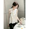 2026 Summer New Style Elegant High-End Champagne Apricot Satin Shirt French Style Sleeveless Top for Important Occasions