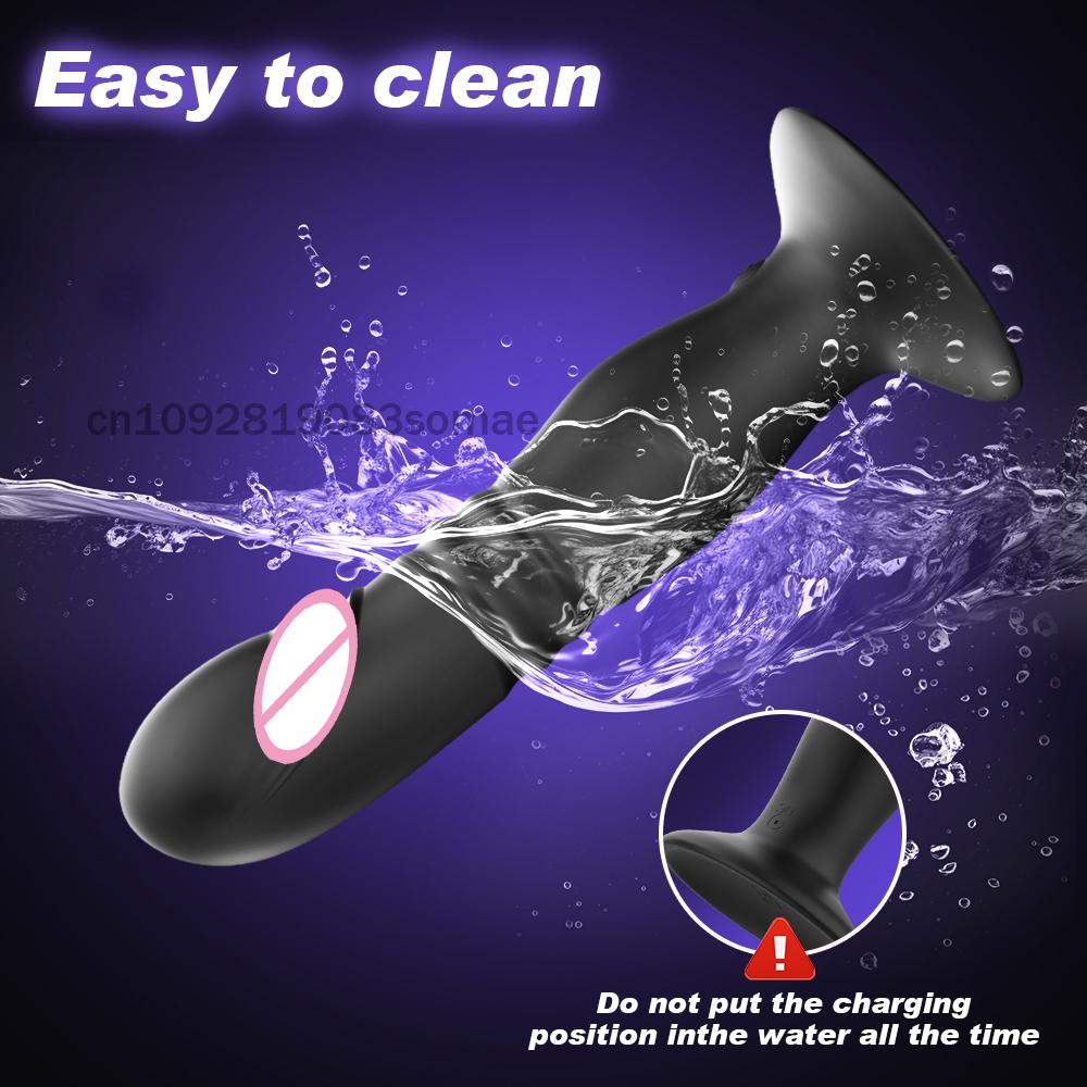 Thrusting Anal Plug Vibrator Wireless Control Prostate Massager Butt Plug Vibrating Suction Cup Dildo Adult Sex Toys for Men
