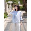 National Style Summer New Cotton and Linen Light and Breathable Shirt Top Sun Protection Embroidered Chinese Style Literary