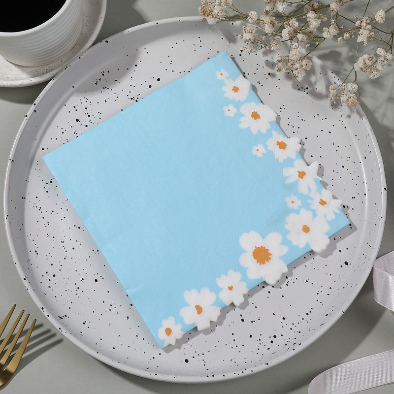 20Pcs Sweet Daisy Flower Napkins Disposable Paper Tissues Towel for Mother's Day Baby Shower Wedding Party Decoration Tableware