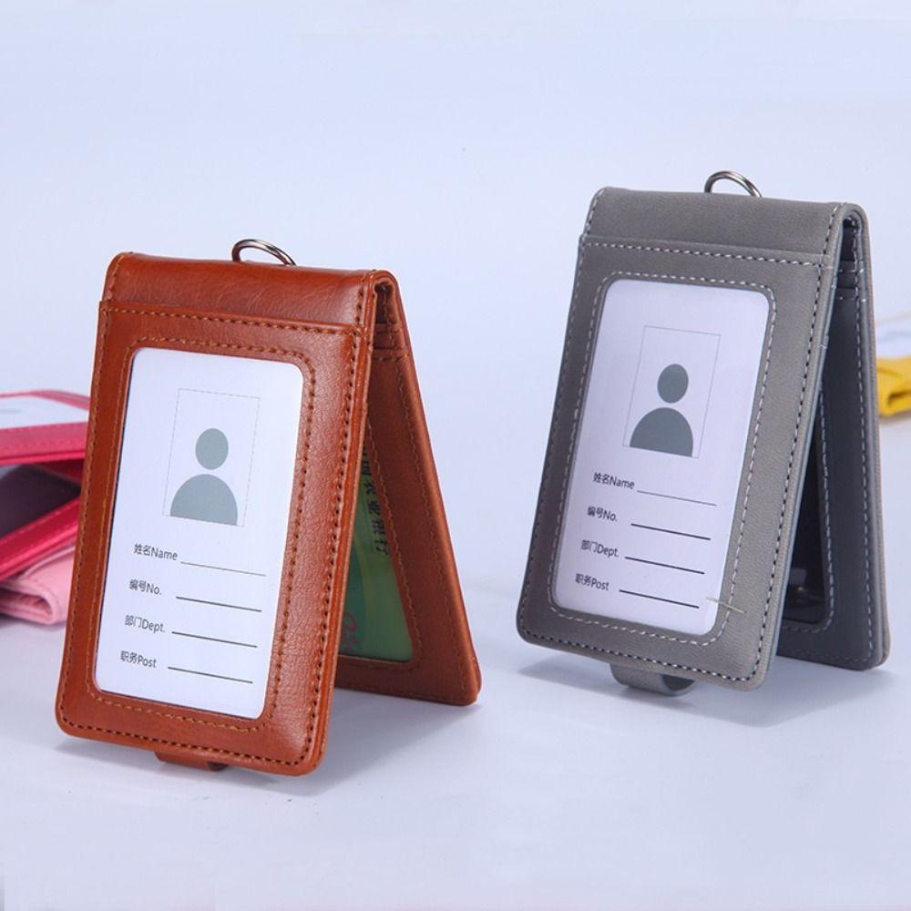 Solid Color Work Card Holders With Lanyard ID Card Cover Name Badge Holder  Office Supplies