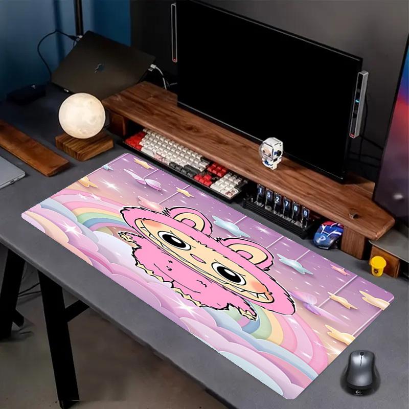 Labubu Print Mouse Pad, Anti‑Slip Desktop keyboard Mat, for PC Laptop Gaming Working Daily Use, Cool Festival Surprise Gift