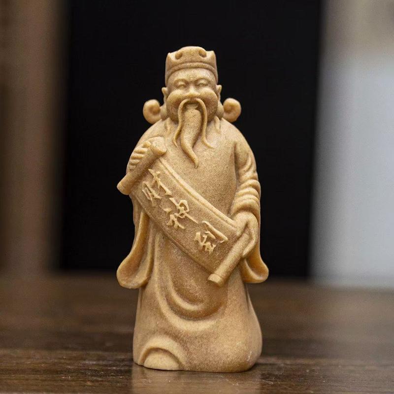 Sandstone God of Wealth Statue Chinese mythological figure ornaments Home Office Wealth Gathering Decoration Accessories