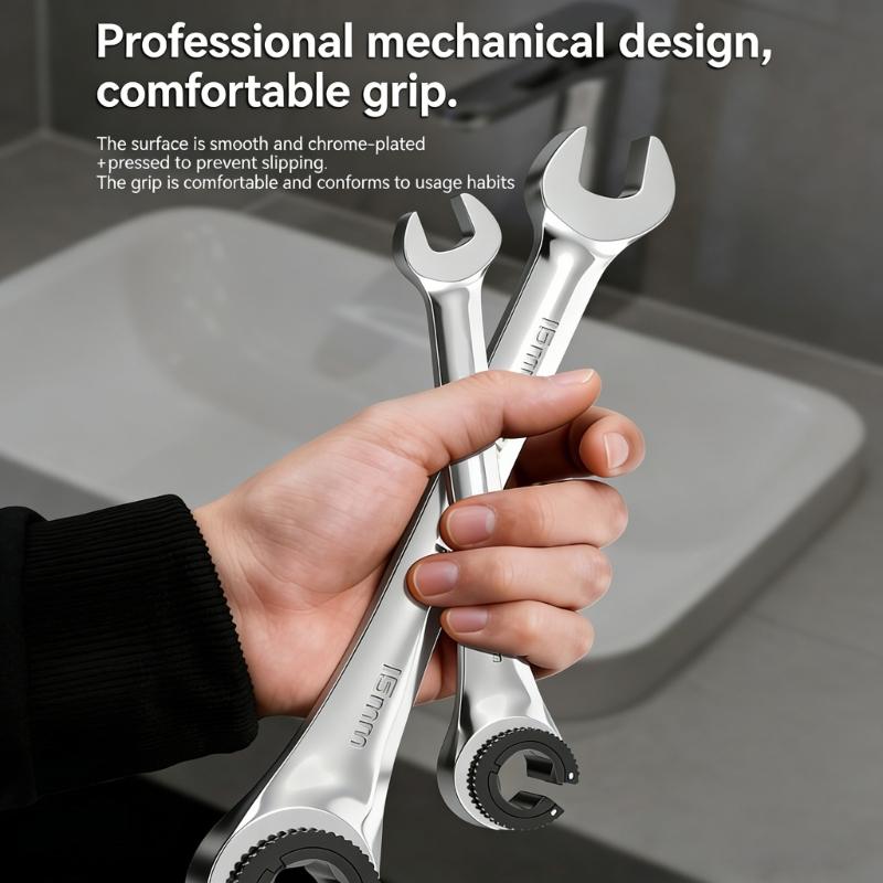 Ergonomic 72 Tooth Ratchet Wrench Spanner 8-19mm For Automotive Mechanics And DIY Enthusiasts Efficient Fastener Removal