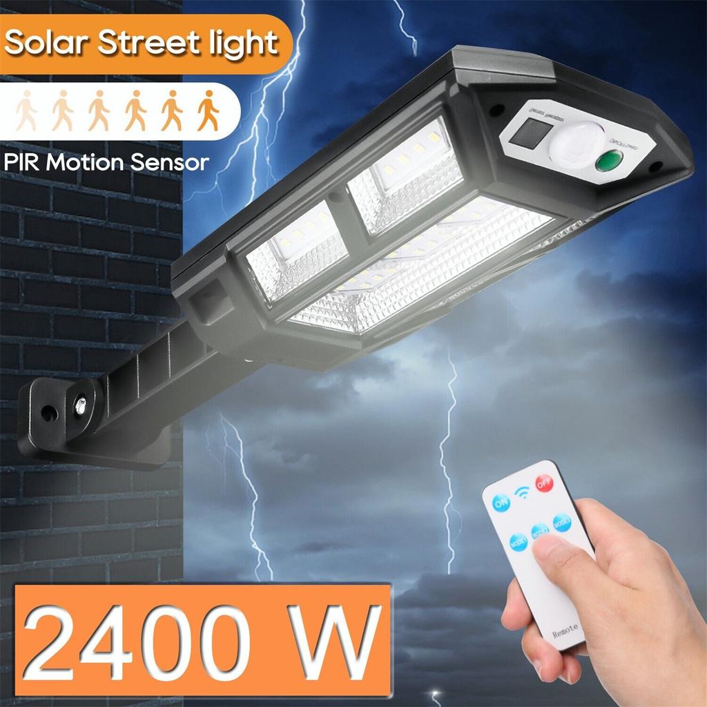 2400w Led Solar Flood Light With Remote Control 3 Lighting Modes Motion Sensor Outdoor Security Street Lamp