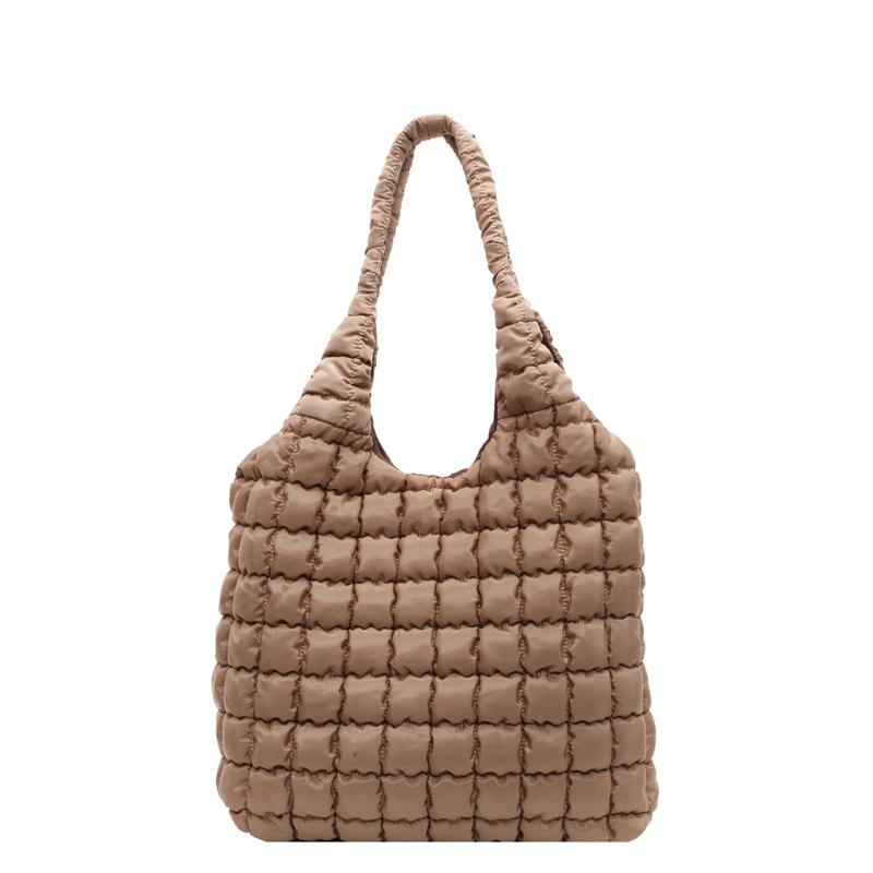 Large Capacity Checkered Embroidery Thread Bubble Cloud Bag Women's New Versatile Pleated Shoulder Bag Trendy Fashion Portable Underarm Bag