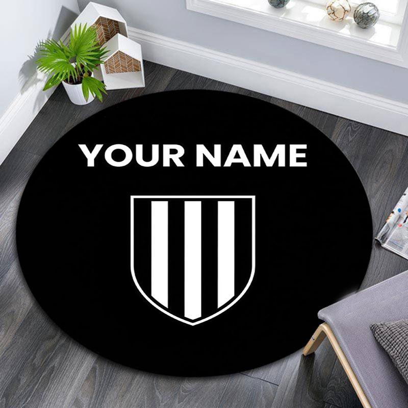 Custom Name,Newcastle United FC pattern round rug,Carpet Rug for Living Room Bedroom Playroom ,Non-slip Floor Mat,Holiday Gifts and Birthday Gifts.