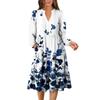 Women's V-Neck Flowing Layered Bohemian Long Sleeve Floral Print Dress