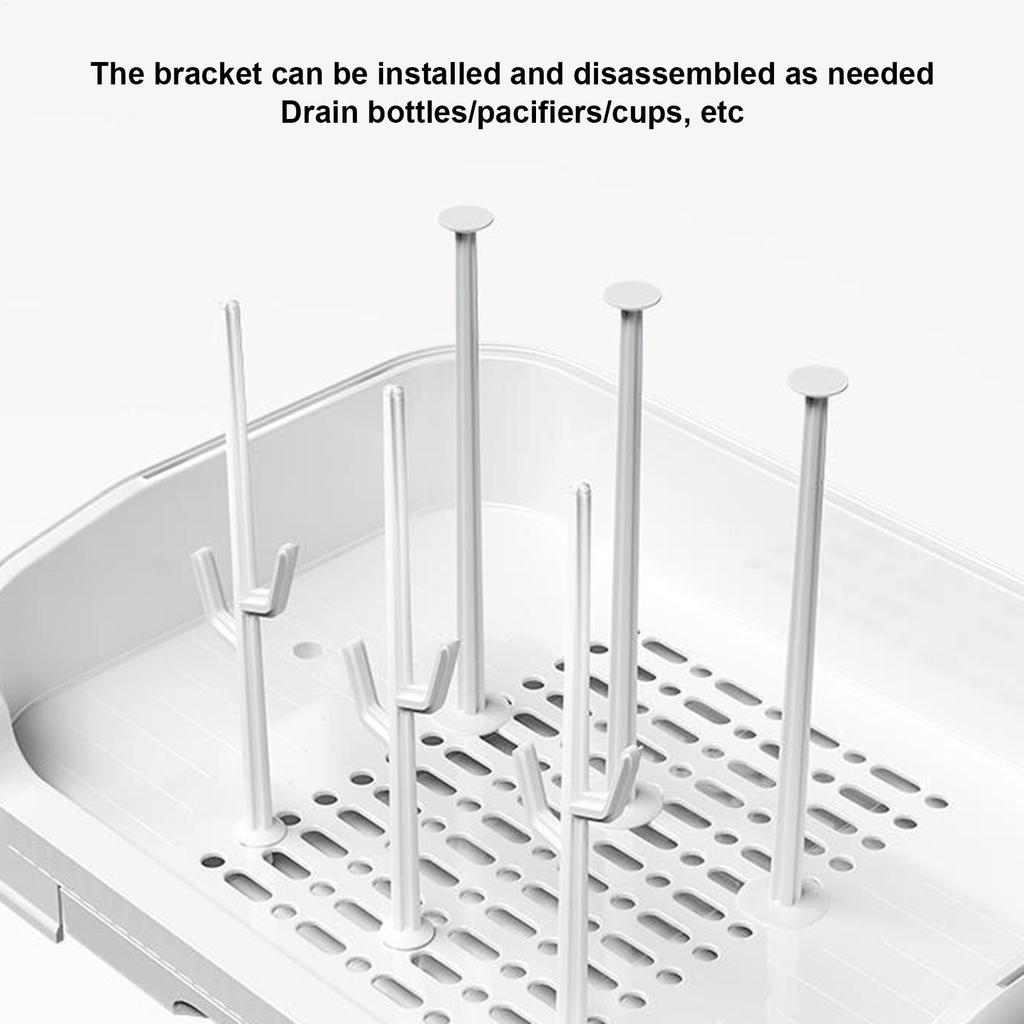 Portable Baby Bottle Drying Rack & Organizer Dustproof Storage Container with Removable Drip Tray Hygienic Feeding Accessories