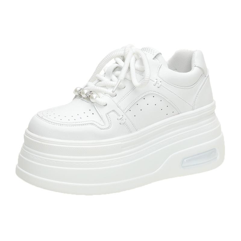 

Кроссовки на высокой платформе 8 см, женские повседневные кожаные спортивные туфли, новые осенние вулканизированные белые туфли для скейтбординга, женские туфли Chaussures Femme 34 белый