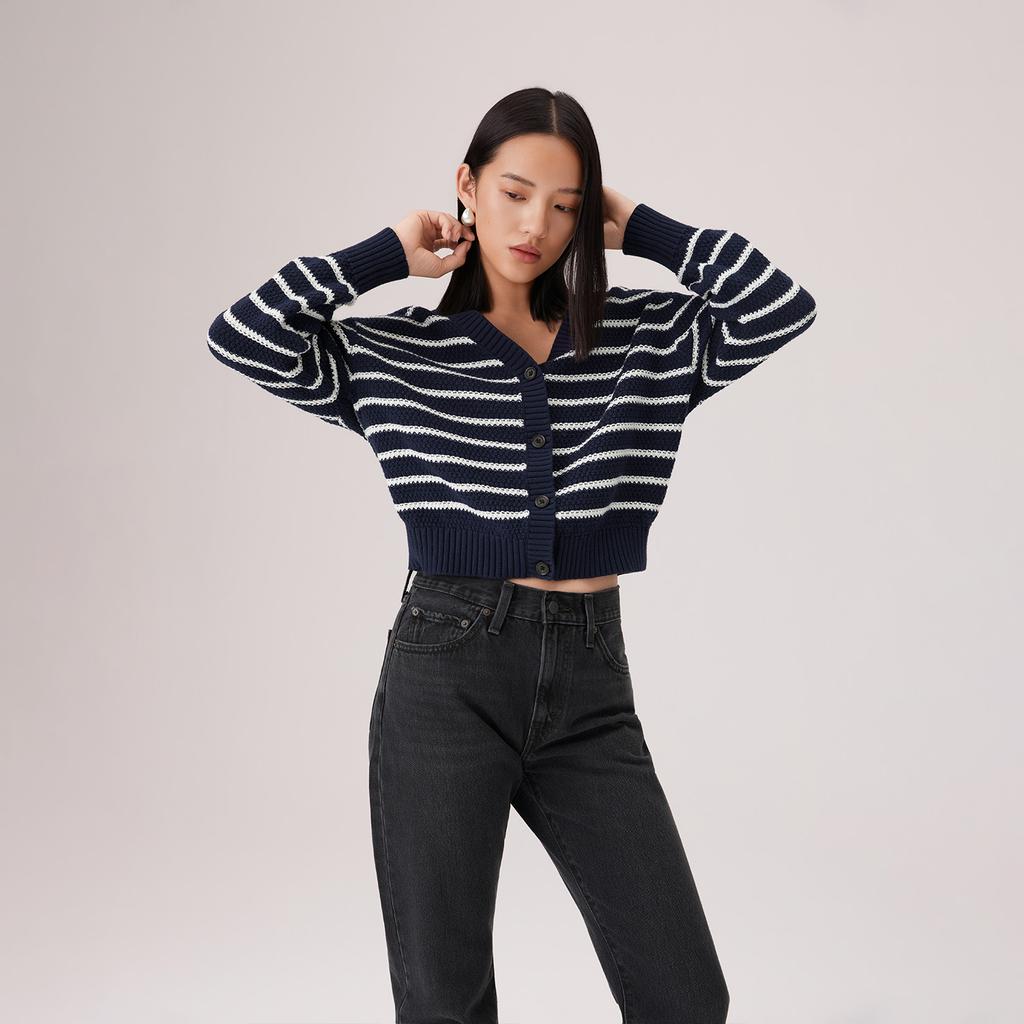 Levis Relaxed Comfortable Versatile Striped Knit Sweater Women tops A8728-0028