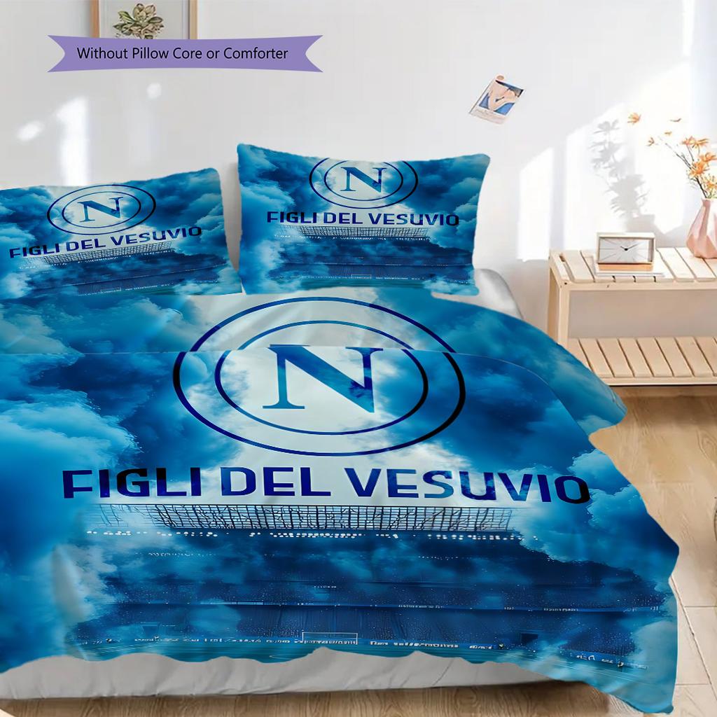 Set Copripiumino Trapuntato con Fantasia SSC Napoli Federa Decorazione per la Casa Regalo di Compleanno (1 * copripiumino + 2 * federa, senza nucleo)