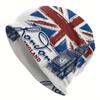 London Big Ben Union Jack Knit Skull Cap for Men  British Heritage Design with Vintage Distressed Print Soft Stretchy Comfort