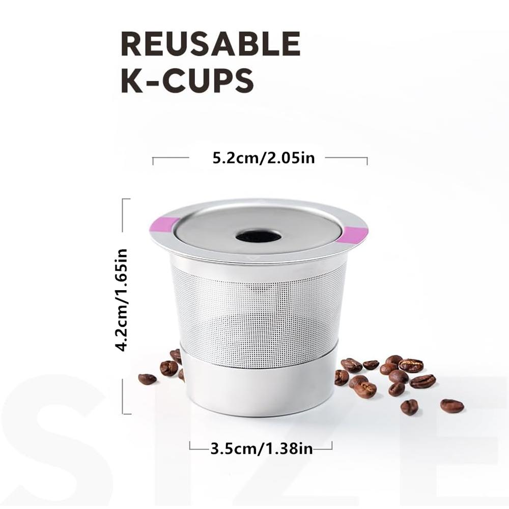 LMETJMA Reusable K Cups Universal Coffee Pods Stainless Steel K Cups Coffee Filters for K 2.0 and 1.0 Coffee Makers Machine