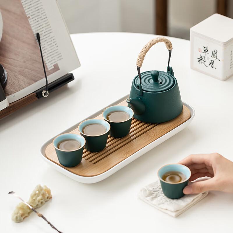 Ceramic Tea Set with Top-Handle Pot